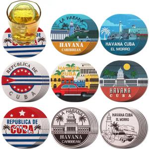 FoldTier Set of 48 Havana Print Disposable Paper Drink Coasters for Bar Bulk 4 Inch Round Cup Beer Coasters Absorbent for Havana Nights Party Supplies Summer Hawaii Tropical Table Decoration