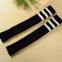 Thigh Highs Leg Warmers for Women Over Knee High Leg Warmer Crochet Long Socks, Free Size Fits Most Women And Girls (Black)