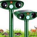 2 Pack Ultrasonic Deer Repellent Device with Motion Sensor for Plant Garden | Solar Animal Repellent Outdoor to Keep Cat Rabbit Raccoon Out of Yard Farm Squirrel Fortress Pro Deer Deterrent