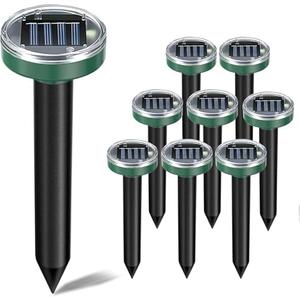 8 Pack Solar Powered Ultrasonic Mole Repellent,Snake, Groundhog Gopher, Vole Repellent Outdoor for Lawn Garden & Yard (8)