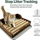 Cat Litter Box Step, 3‑in‑1 Cat Scratch Post,Cat Bed Scratcher(Natural)