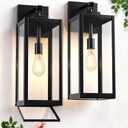 20" Large Outdoor Wall Light Fixtures 2 Pack, Modern Exterior Lighting Fixtures with Closed Bottom, Black Outdoor Sconce Light, Waterproof Outside Lights for House Porch Garage Patio