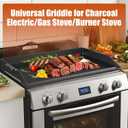Cast Iron Griddle for Stove Top Griddle for Gas Grill Universal Flat Top for Grill Plate with Extra High Sidewalls for All Gas Grills and 4 Burner Range Oven, 23" x 16" Matte Porcelain Enamel