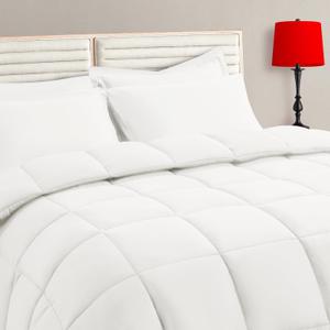 TAIMIT Ivory Queen Size Comforter Set - 7 Pieces, Bed in a Bag Bedding Sets with All Season Soft Quilted Warm Fluffy Reversible Comforter,Flat Sheet,Fitted Sheet,2 Pillow Shams,2 Pillowcases
