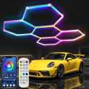 25Pack RGB Hexagon LED Lights, 358 Modes Dimmable Speed Adjustable DIY Color Changing Wall Garage Lights, Modular Panels for Gaming Room Bedroom Decor