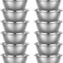 Set of 12 Stainless Steel Mixing Bowls, Nesting Metal Prep Salad Bowl Bulk Kitchen Large Reusable Baking Food Container for Hotel Restaurant Home Cooking, Silver(8.66 x 3 Inch)