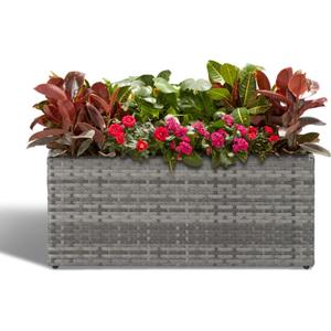 LEWIS&WAYNE Large Rectangular Block Planter Box Handmade Wicker Tall Planters for Outdoor Plants with Removable Liners Modern Planter for Indoor Outdoor Patio Deck - Gray, 30''x12''x16''