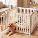 Dog Play Pen Indoors, 8-Panel Puppy Playpen with Door, 25.6" Tall Plastic Dog Fence for Dogs, Easy Assembly Pet Playpen for Puppies, Cats, Rabbits, Indoor Dog Pen,Corral para Perros