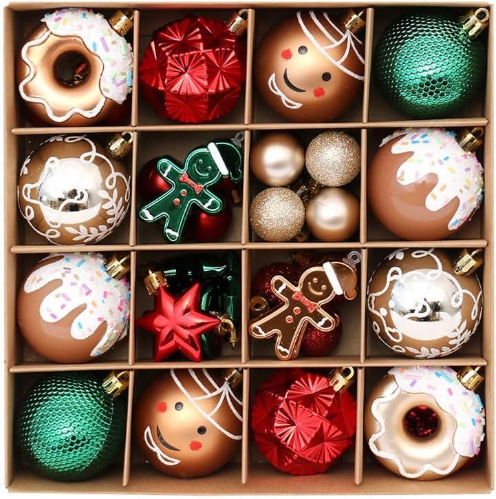 Macaron Christmas Ball Ornaments42Pcs Xmas Seasonal Cute Hanging Pendants Gift Package,Tree Party Holiday Indoor Decor