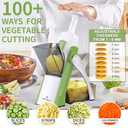 ONCE FOR ALL Safe Mandoline Slicer, Multi Vegetable Chopper, Potato Slicer for Kitchen, 4 Modes 100+ Presets Adjustable Thickness, French Fry Cutter (5 in 1 Green)
