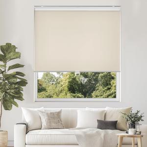 ChrisDowa Cordless Free-Stop 100% Blackout Blinds for Windows, Roller Windows Shades with Thermal Insulated, UV Protection Fabric for Living Room, Office and Home.Beige,32" W X 72" H