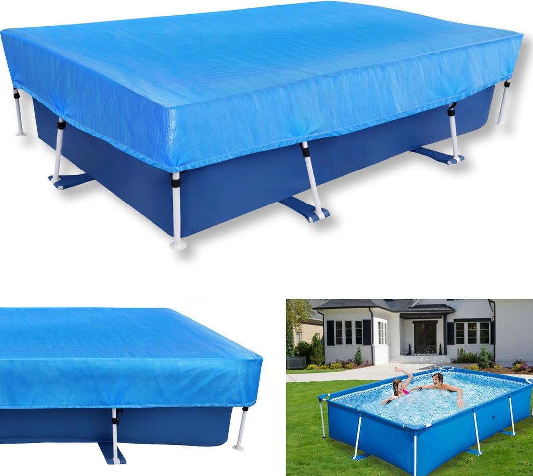 118x79 Rectangle Pool Cover 10 ft x 6 ft Regular Frame Swimming 9 x 6 Pool Cover 118 X 79inch Rectangular Swimming Pool Cover Rainproof Dust Cover PE Blue Dustproof for Above Ground Pool