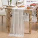 Horaldaily White Pearl White Gauze Tablecloth 6084 Inch Rectangular, Spring Summer Tulle Lace Cheesecloth, Bridal Shower Table Cover for Wedding Birthday Table Decor