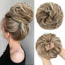 CJL HAIR Large Messy Bun Hair Piece Wavy Curly Scrunchies Synthetic Chignon Ponytail Hair Extensions Thick Updo Hairpieces for Women Beige Multi (Golden Blonde)