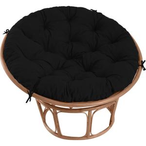 Papasan Chair Cushion Outdoor, Round Papasan Cushion Indoor with Ties, Waterproof Circle Seat Pad for Porch Patio Garden, 45 in Black, Cushion Only