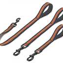 Cymiler Short Dog Leash,3 Sizes Nylon Short Traffic Leash with Padded Handle,Dog Short Training Leash with Highly Reflective Threads for Small Medium Large Dogs (Wide-Orange)