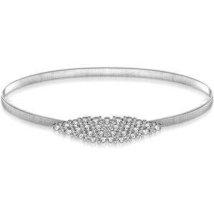 Ouligay Silver Rhinestone Belt for Woman Elastic Thin Waist Belt for Dress Adjustable Stretchy Waistband for Bridal Wedding Dress