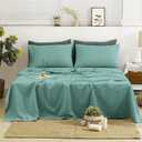 TUMEI 100% Linen Bed Pillow Cases Queen Size(25.98"20.08") - Set of 2 Linen Standard Pillow Covers Washed Solid Color Natural Flax Soft Breathable, Ocean Blue Queen