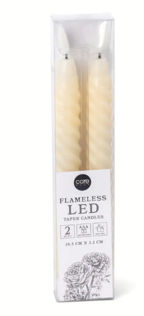 Core Taper LED Twisted Cream 2PK