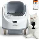 Open-Top Automatic Litter Box, New White Design with App Control & Fragrance Dispenser for a Fresh Home - 68L Self Cleaning Cat Litter Box for Multiple Cats