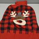 KYEESE Dog Christmas Sweater with Reindeer Pattern, Cozy Holiday Outfit, Turtleneck Dog Sweater for Small Dogs with Leash Hole, Red Buffalo Plaid Knitwear, Soft Warm Festival Dogs Clothes, Large (Large (11-19lbs))