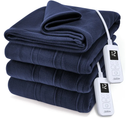 Sunbeam Royal Ultra Fleece Heated Electric Blanket King Size, 90" x 100", 12 Heat Settings, 12-Hour Selectable Auto Shut-Off, Fast Heating, Machine Washable, Warm and Cozy, Indigo