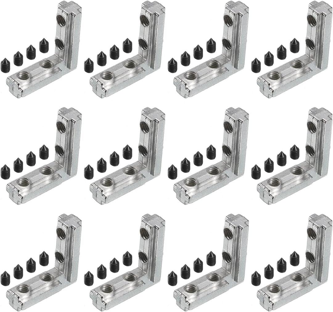 uxcell L-Shape Interior Joint Bracket, 16Pcs Inside Corner Connectors with M5 Screws for 3030 Series Aluminum Extrusion Profile Slot 8mm (Silver)