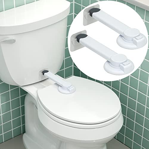 Toilet Locks Baby Proof (2-Pack) Ideal Baby Proof Toilet Lid Lock with Arm No Tools Needed Easy Installation with 3M Adhesive Top Safety Toilet Seat Lock Fits Most Toilets, White : Baby