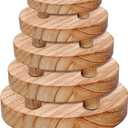5 Pcs Wood Risers Display Stands Wooden Risers for Table Display Mini Riser Stand Round Rustic Wooden Riser Holder Tiered Tray Decor Riser for Home Decor Kitchen Counter