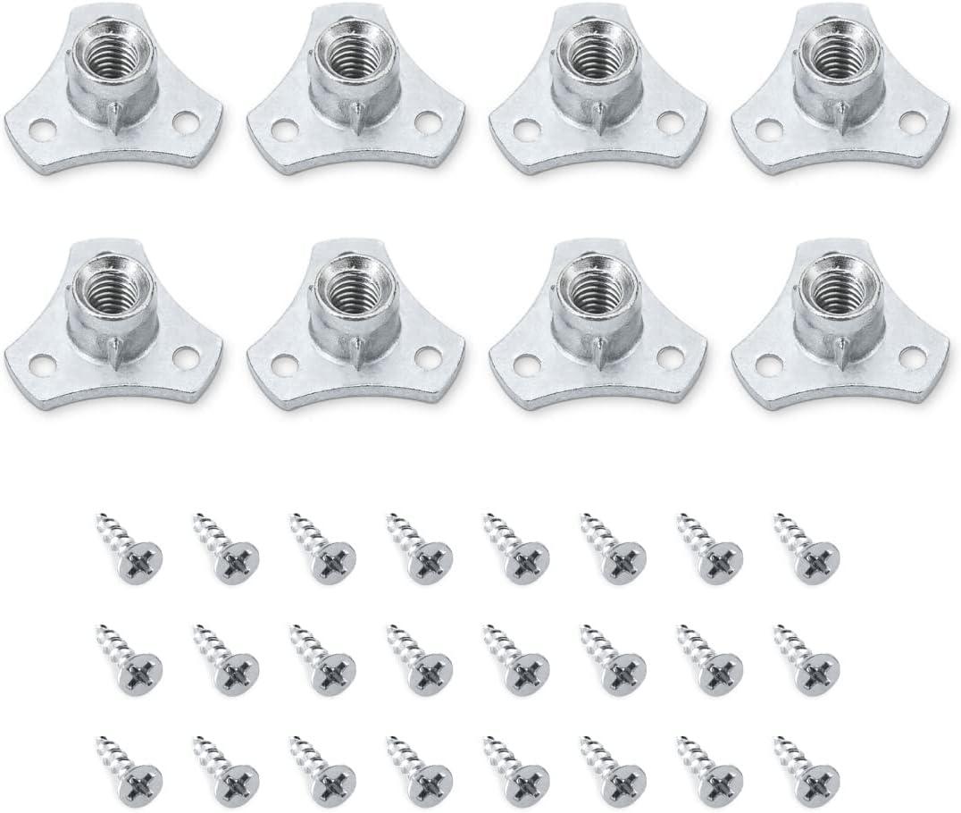 POWERTEC 5/16-18 T Nuts, 8 Pcs | Screw-On Tee Nuts for Bolts and Stem Caster Wheels  Threaded Inserts for Wood Working, Rock Climbing Holds and Furniture | 1/2" Length (QTN1108)