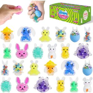 24 Pack Easter Squishies for Kids, Kawaii Mini Bunny Squeeze Toys, Bulk Squishy Squeeze Ball Set Anti-Anxiety Stress Relief Toys for Easter Basket Fillers Egg Fillers Party Favors (Easter Bunny-24)