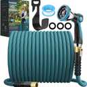 FlexiSolve NON-EXPANDABLE Garden Hose 75 ft, Ultra Lightweight Flexible Water Hose with 10-Pattern Nozzle & Shut-Off Valve, Holder, Leakproof & Kink-Resistant Reinforced Fittings for Yard Outdoor