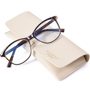 Madison Avenue Square Vintage TR90 Blue Light Blocking Reading Glasses for Women, Anti Eyestrain/Glare Computer Readers 2.5x