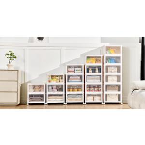 4-Tier Stackable Storage Bins with Lid, 23QT Storage Containers,Clear Foldable Plastic Drawer Storage on Wheels,Closet Organizers and Storage for Living Room,Bedroom,Office,Dorm