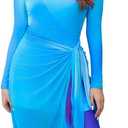 Womens Muslim Swimsuits Tie Dye Top Swim Pants with Long Sarong Cover up Wrap Skirt Swimwear Modest Bathing Suit 4PCS (Large)