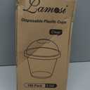 Lamosi 100 Pack 9 oz Clear Plastic Cups with Lids, Disposable Cups with Dome Lids No Hole, Ideal for Ice Cream, Cold Drinks, Fruit, Dessert, Yogurt Parfait