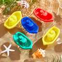Woanger 60 Pcs Little Boat Bath Toys Stackable Floating Plastic Toys for Baby and Toddler Summer Pool and Bathtub Party, Vibrant, 4 Colors (Colorful)