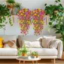 Artificial Hanging Flowers for Outdoors, 4PCS UV Resistant Artificial Outdoor Flowers, Silk Flowers for Outside Patio Porch Front Yard Window Garden Indoor Decor(Spring Color,4PCS)