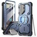 i-Blason Armorbox for Samsung Galaxy S25 Ultra Case MagSafe with Camera Cover Stand [Support Wireless Charger] 360 Full-Body Case with Screen Protector & Kickstand Phone Case for S25 Ultra, Blue
