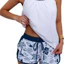 Aidonger Women's Tankini Swimsuit Modest Two Piece Bathing Suit Tummy Control Athletic Blouson Tank Top with Short Bottoms, Small