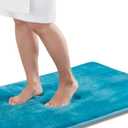 Genteele Memory Foam Bath Mat Non Slip Absorbent Super Cozy Velvet Bathroom Rug Carpet (24 inches X 48 inches, Caribbean Sea)