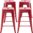 FDW Metal Bar Stools Set of 4 Counter Height Bar Stools 24 Inches Industrial Bar Chairs Patio Stool Stackable Backless Stool Indoor Outdoor Metal Kitchen Stools Bar Chairs (Red, 24")