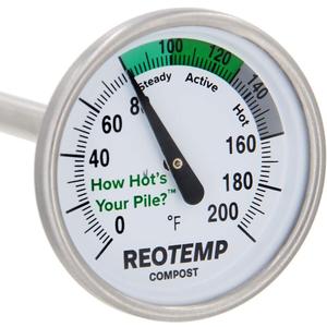 Reotemp 20 Inch Fahrenheit Backyard Compost Thermometer with Digital Composting Guide