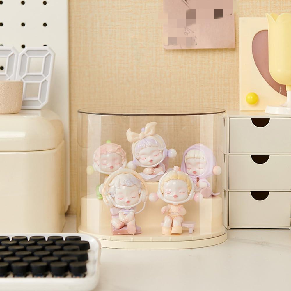 Transparent Doll Display Box, Stackable Doll Blind Box Size 6.3 '' x7.28 '' x5.5 '', Doll Display Stand for Pop Mart Lego Collectibles Action, Dust-Proof, All-Round Display of Dolls Lego (Step)