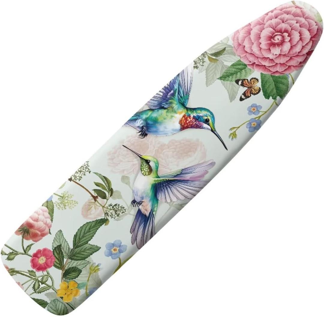 Hummingbird Floral Ironing Board Pad Ironing Board Cover 15" x 54" Scorch Resistant Padding Heavy Duty Iron Board Pad Standard Size Extra Thick Iron Board Cover Replacement