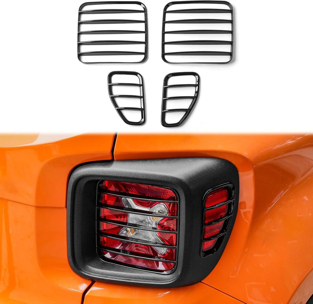 Hoolcar ABS Tail Light Lamp Covers Blinds Rear Taillight Guard for Jeep Renegade 2016-2021, Black