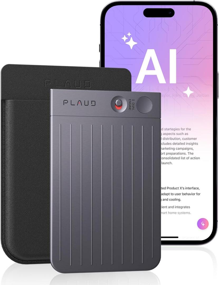 AI Voice Recorder, PLAUD Note Voice Recorder w/Case, App Control, Transcribe & Summarize with AI Technology, Support 112 Languages, 64GB Memory, Audio Recorder for Lectures, Meetings, Calls, Black
