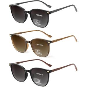 LADEESSE 3 Pack Bifocal Reader Sunglasses for Women & Men, UV400 Sun Readers Glasses for Outdoor+1.75