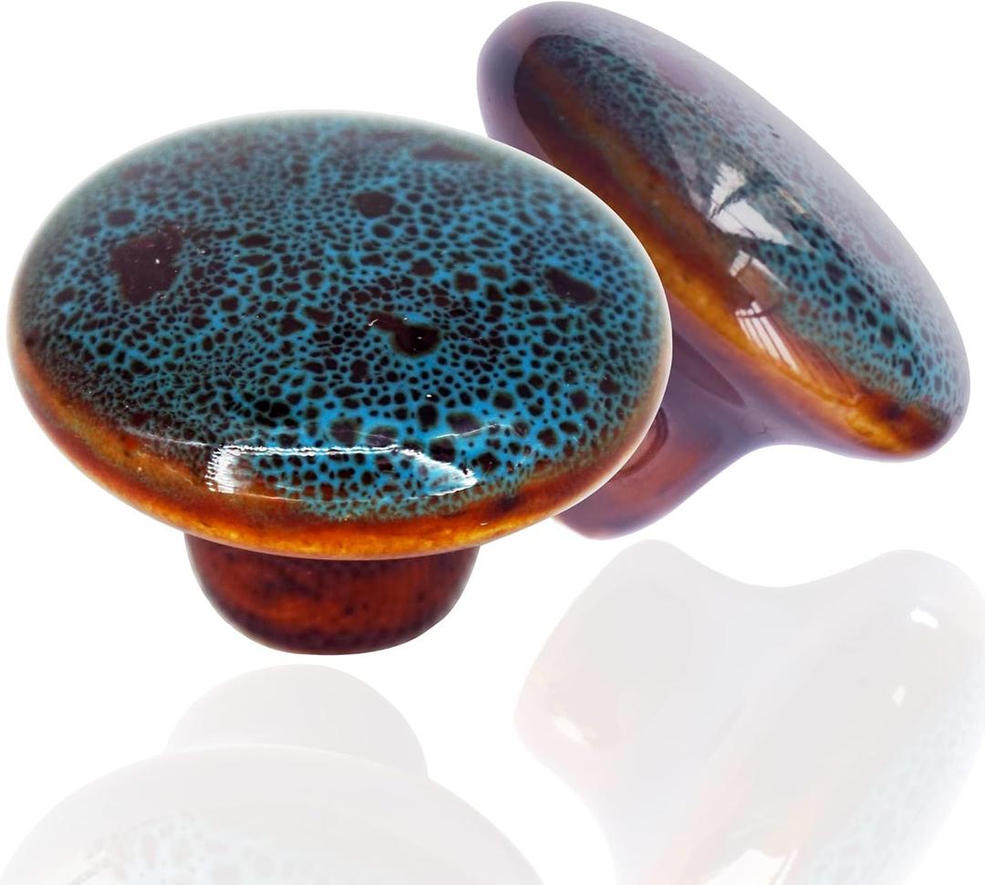 Vintage Round Cabinet Knobs Glazed Ceramic Round Knobs for Dresser Drawer, Antique Drawer Pull for Home Decor Door Handles (Large(38 mm), 20 Pack)