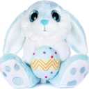 My OLi Easter Bunny Stuffed Animal with Easter Egg 8.5" Plush Rabbit Stuffed Bunny Bedtime Friend Soft Rabbit Toy Easter Gifts for Kids Girls Boys, Blue
